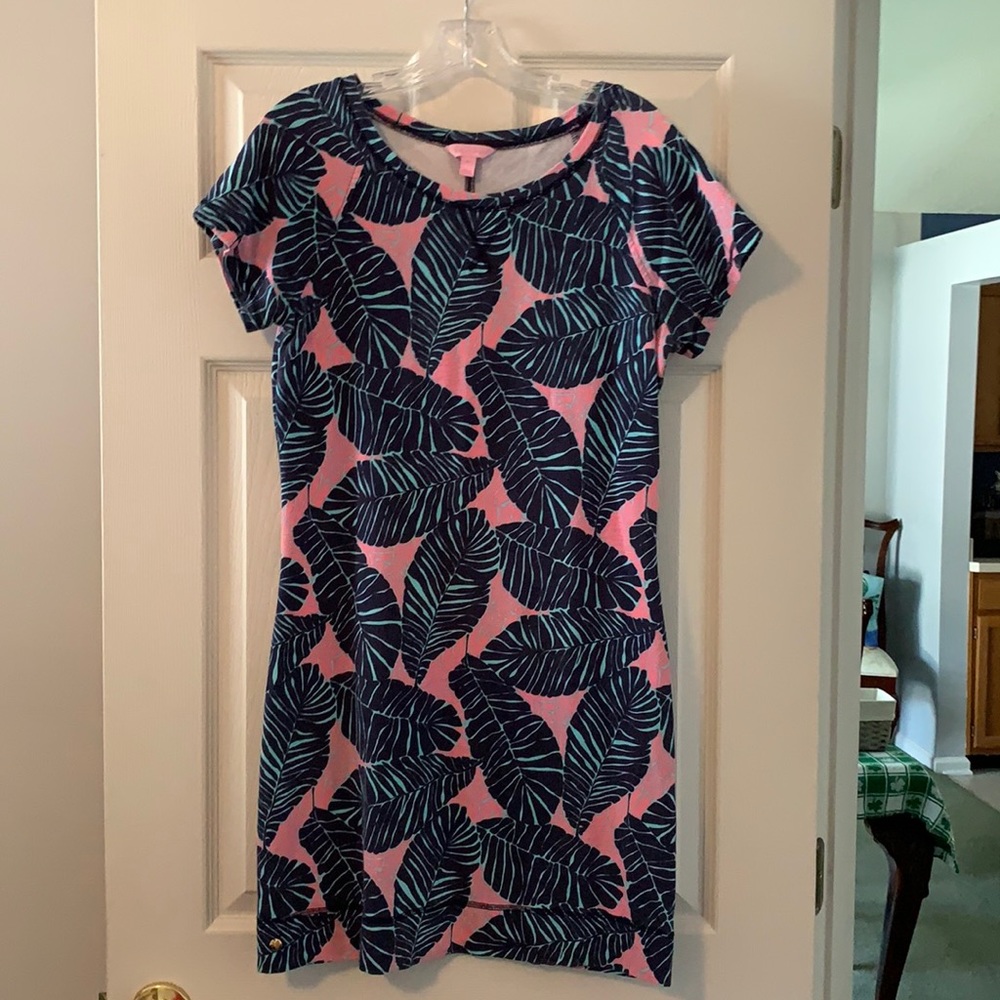 Lilly palm frond terry cloth dress